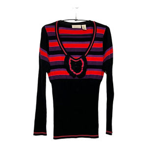 DKNY Striped Knit scoop neck sweater. NWT Size Large